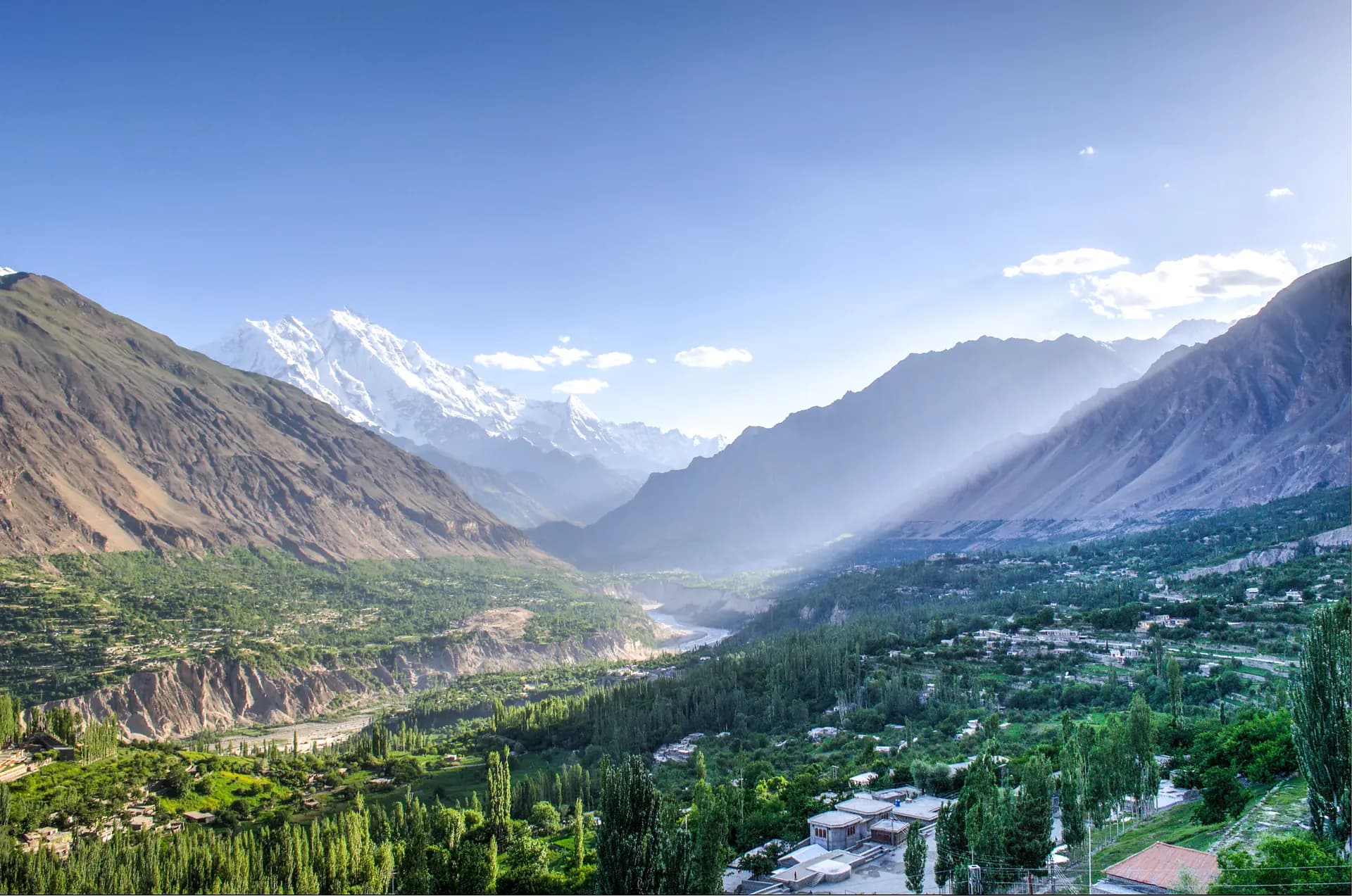 Terraced Hunza Valley and mountains seen from Baltit Fort